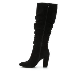 Women’s Y-Not Compassion Ruched Knee High Boots - Black Suede 11M - 3.5inch heel